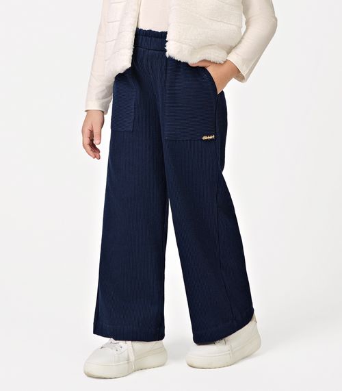 Calça Wide Leg Feminina Infantil Trick Nick Azul