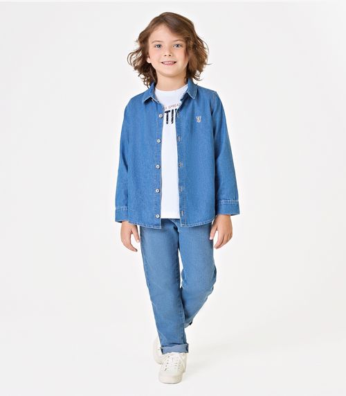 Calça Infantil Reta Masculina Jeans Trick Nick Azul