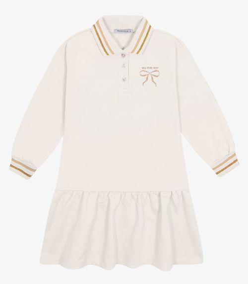 Vestido Manga Longa Trick Nick Bege