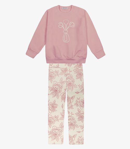 Conjunto Blusão Moletom com Legging Trick Nick Rosa