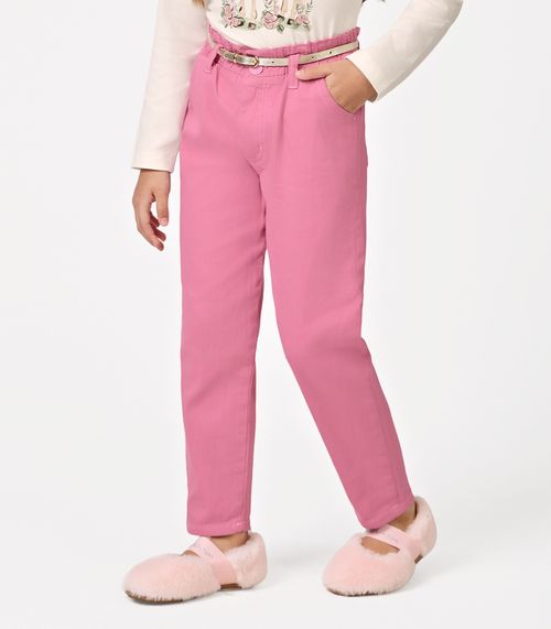 Calça Infantil Feminina Cenoura Sarja Trick Nick Rosa