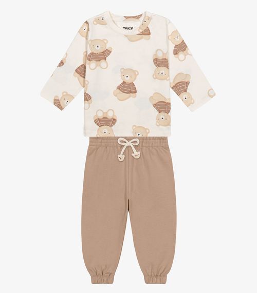 Conjunto Camiseta Com Calça Masculino Trick Nick Bege