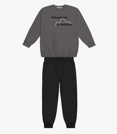 Conjunto Blusão Com Calça Menino Trick Nick Cinza