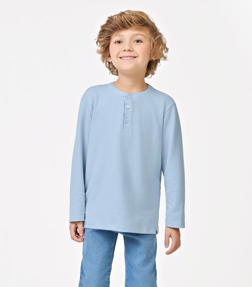 Polo Infantil Manga Longa Masculina Trick Nick Azul