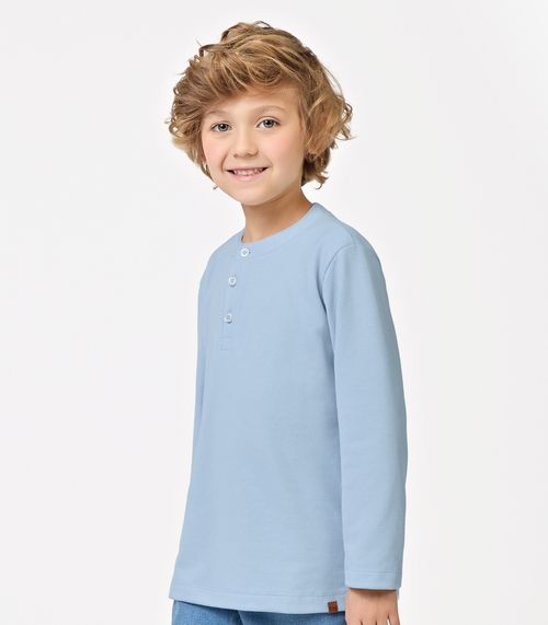 Polo Infantil Manga Longa Masculina Trick Nick Azul