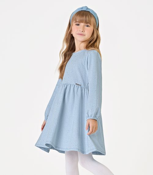 Vestido Manga Longa Feminino Trick Nick Azul