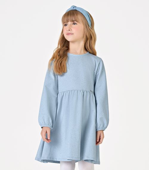 Vestido Manga Longa Feminino Trick Nick Azul