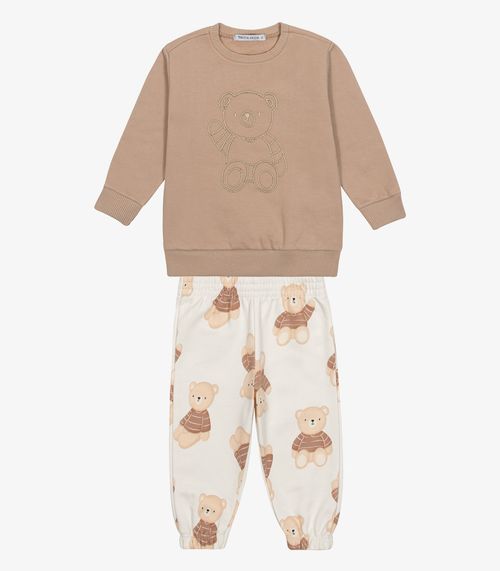 Conjunto Blusão Com Calça Moletom Felpa Trick Nick Marrom