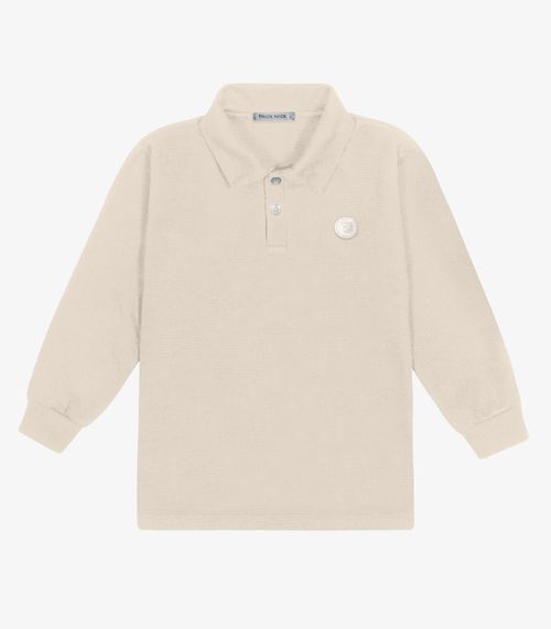 Polo Infantil Manga Longa Masculina Trick Nick Bege