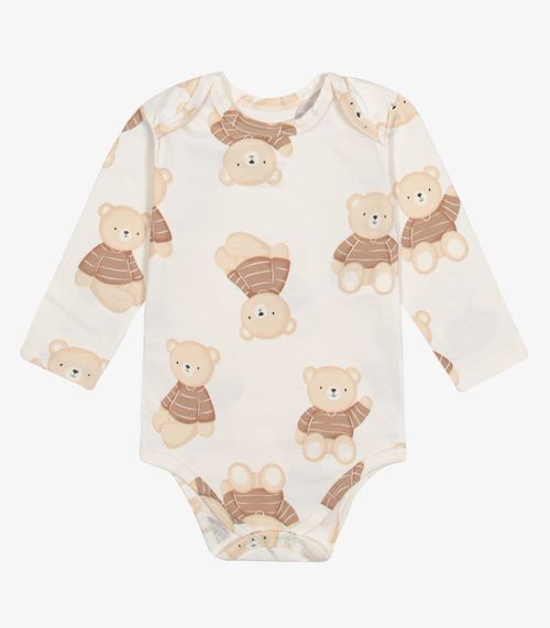 Body Infantil Manga Longa Cotton Trick Nick Bege