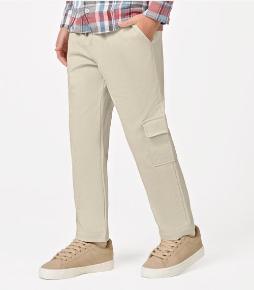 Calça Infantil Masculina Sarja Cotton Trick Nick Bege