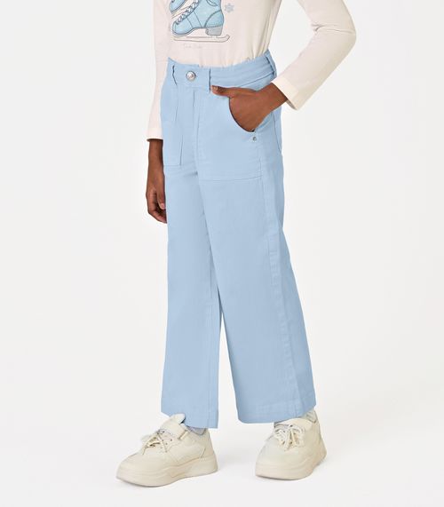 Calça Infantil Feminina Wide Leg Sarja Trick Nick Azul