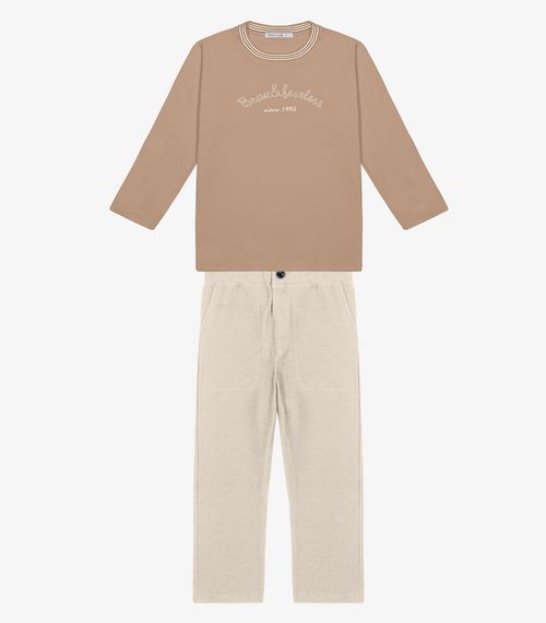 Conjunto Camiseta com Calça Masculino Trick Nick Marrom