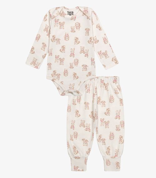 Conjunto Body com Calça Menina Trick Nick Bege