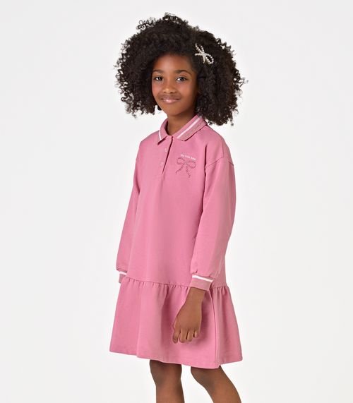 Vestido Manga Longa Trick Nick Rosa