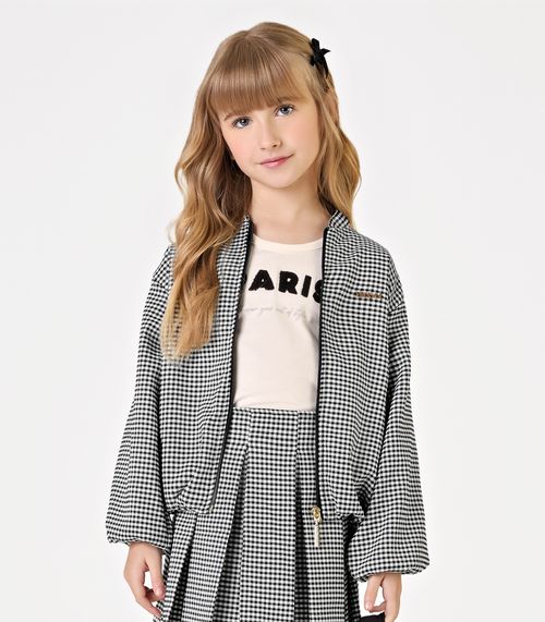 Jaqueta Xadrez Infantil Feminina Trick Nick Preto