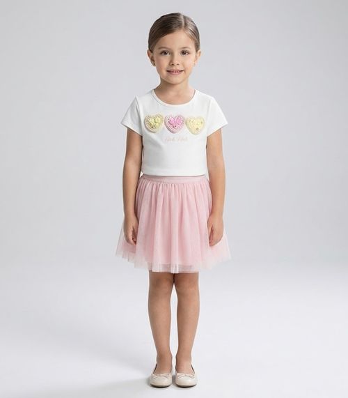 Blusa Infantil Manga Curta Trick Nick Bege