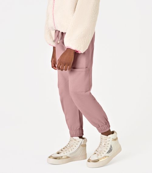 Calça Feminina Cargo Moletom Trick Nick Rosa