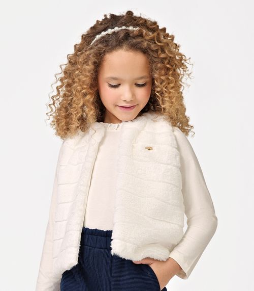 Colete Menina Pelo Trick Nick Bege
