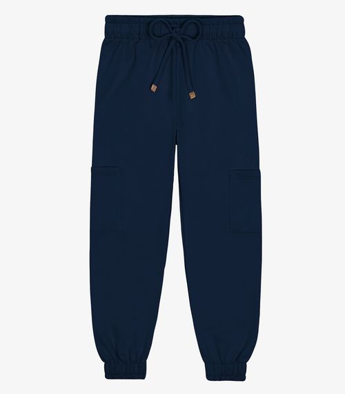 Calça Feminina Cargo Moletom Trick Nick Azul