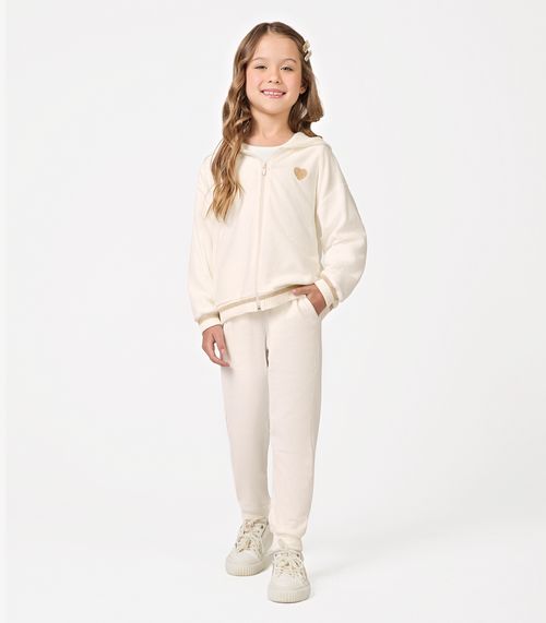 Conjunto Jaqueta Com Capuz Calça Plush Trick Nick Bege