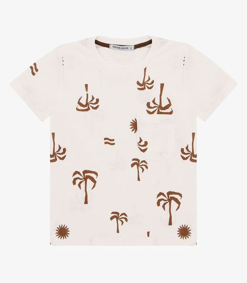 Camiseta Infantil Flamê Estampada Trick Nick Bege