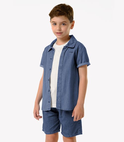 Conjunto Infantil Camiseta Com Bermuda Trick Nick Bege