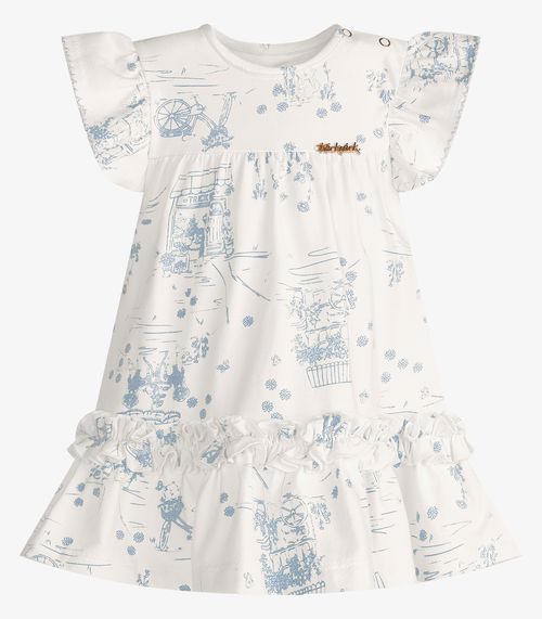 Vestido Infantil Feminino Estampado Trick Nick Bege