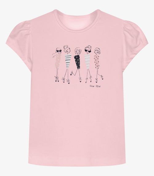 Conjunto Infantil Blusa Com Shorts Trick Nick Rosa