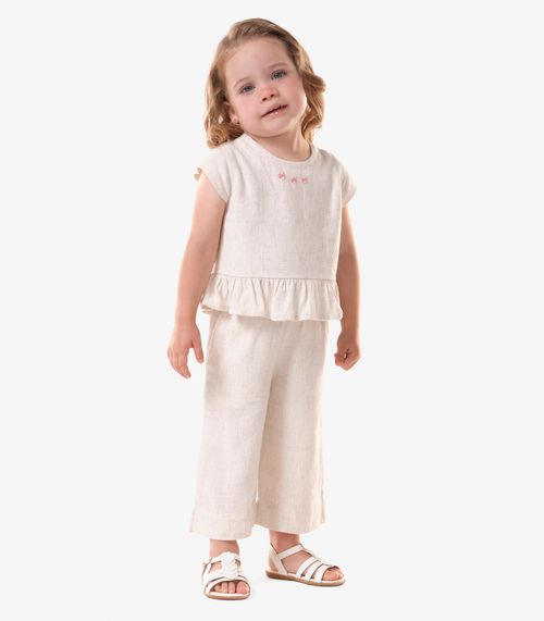 Conjunto Feminino Blusa Com Pantacourt Trick Nick Bege