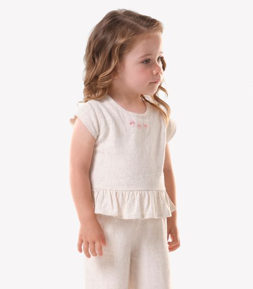 Conjunto Feminino Blusa Com Pantacourt Trick Nick Bege