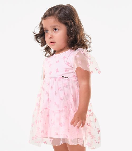 Vestido Menina Infantil Com Tule Trick Nick Rosa
