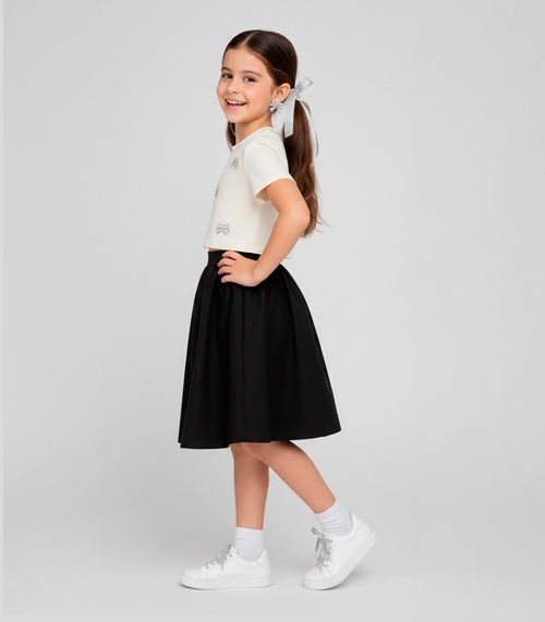Blusa Feminina Infantil de Laços Trick Nick Bege