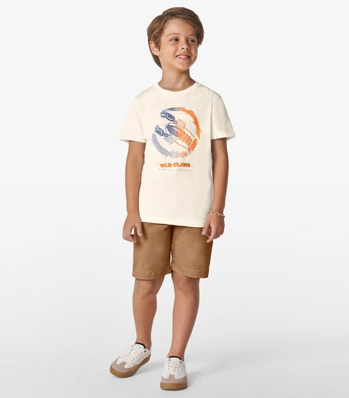 Camiseta Menino Estampada Trick Nick Bege