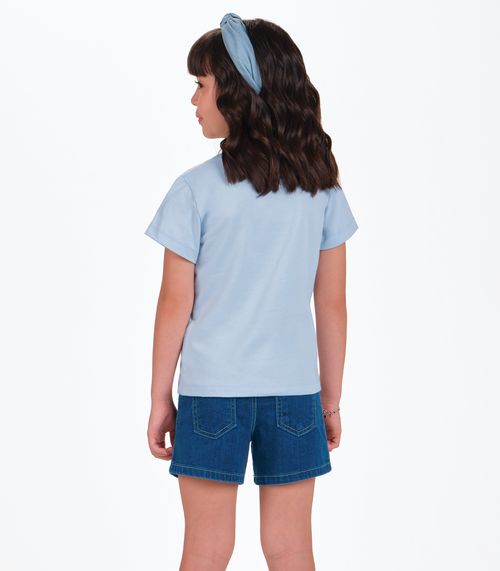 Blusa Feminina Infantil Flor de Lurex Trick Nick Azul