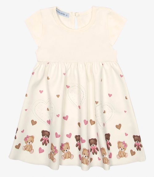 Vestido Infantil Estampado Trick Nick Bege