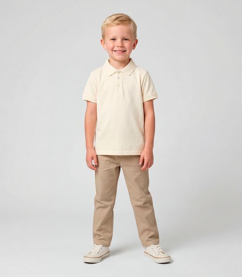 Camisa Polo Infantil Masculina Trick Nick Bege