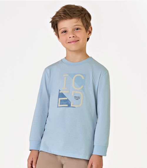 Camiseta Infantil Menino Meia Malha Trick Nick Azul