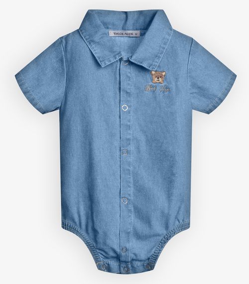 Body Infantil Menino Jeans Trick Nick Azul