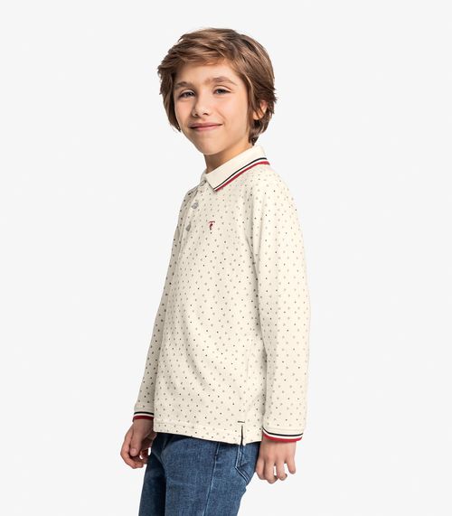 Polo Infantil Manga Longa Trick Nick Bege