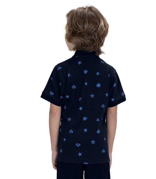 Polo Infantil Estampada Trick Nick Azul