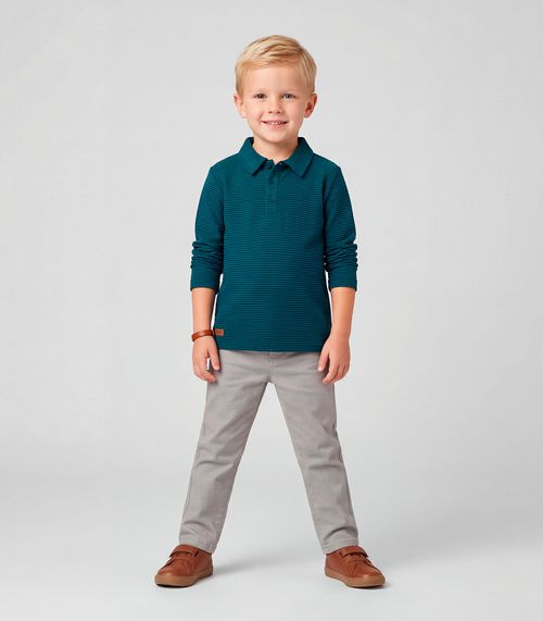Camisa Listrada Infantil Manga Longa Trick Nick Azul