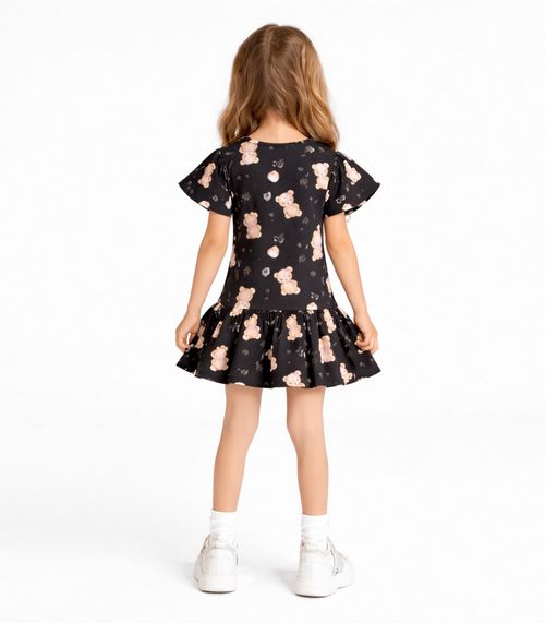 Vestido Infantil em Cotton Leve Trick Nick Preto