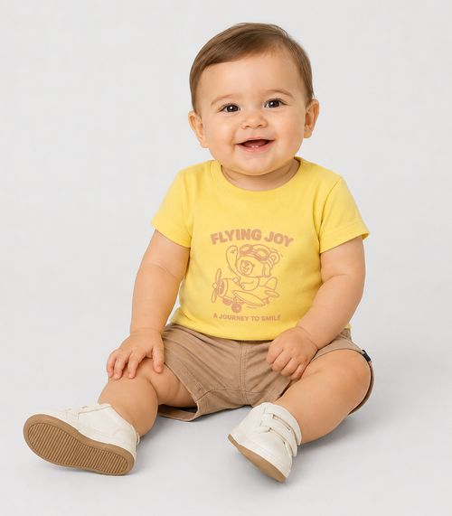 Conjunto Infantil Camiseta Com Bermuda Trick Nick Amarelo