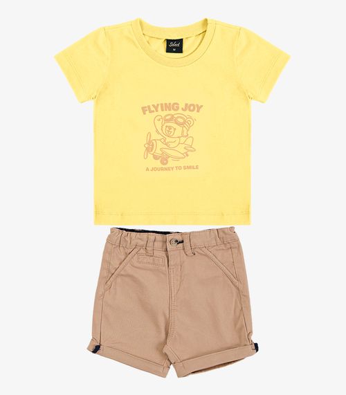 Conjunto Infantil Camiseta Com Bermuda Trick Nick Amarelo