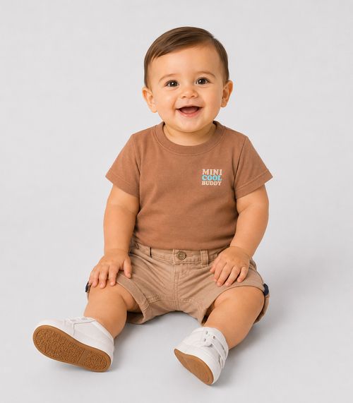 Conjunto Infantil Camiseta Com Bermuda Trick Nick Marrom