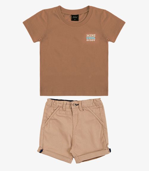 Conjunto Infantil Camiseta Com Bermuda Trick Nick Marrom