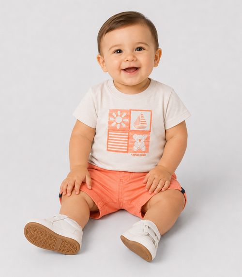 Conjunto Infantil Camiseta Com Bermuda Trick Nick Branco