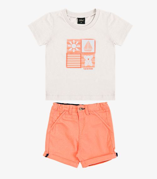 Conjunto Infantil Camiseta Com Bermuda Trick Nick Branco