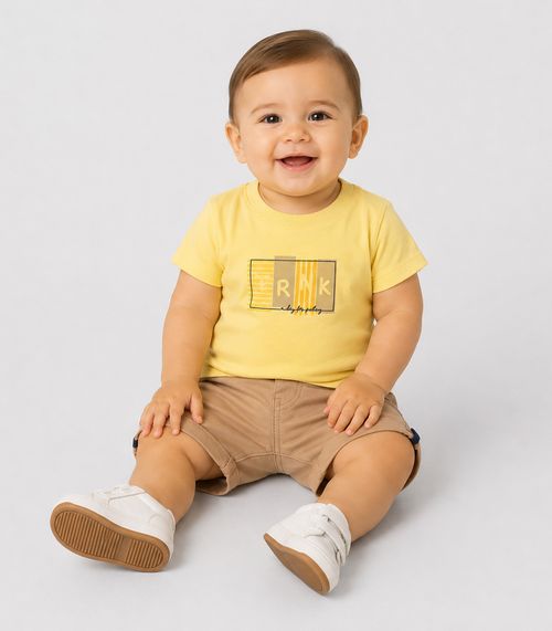 Conjunto Infantil Camiseta Com Bermuda Trick Nick Amarelo